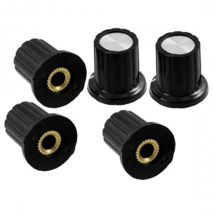 6 Pcs 4mm Hole Dia Knurled Control Knob for Potentiometer