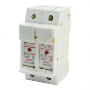 AC 380V 63A 2P 35mm DIN Rail 10 x 38mm Fuse Holder w LED Light