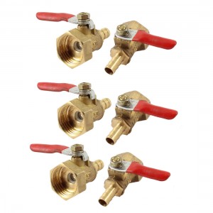 1/2 PT Female Thread to 8mm Barbed Hose Tail Lever Handle Brass Ball Valve 6pcs