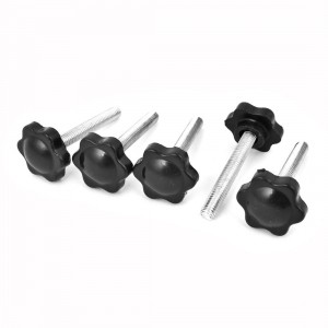 M6 x 40mm Male Thread 42mm Star Head Dia Screw On Type Clamping Knob 5Pcs