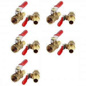 6pcs 1/4PT Female Threaded to 10mm Hose Barb Lever Handle Brass Ball Valve