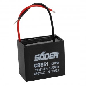 CBB61 15uF AC 450V 2 Wire Motor Running Capacitor Repair Parts