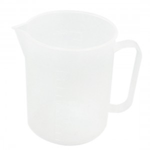 11cm x 14cm 1000mL Clear White Plastic Beaker Measuring Cup for Biochemistry Lab