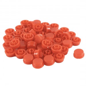 50 Pcs Red Plastic Touch Switch Button Protect Cover Caps 12 x 12 x 7.3mm
