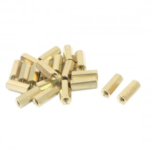 20Pcs M3 x 12mm Female Thread Gold Tone Brass Hexagonal Standoff Spacer