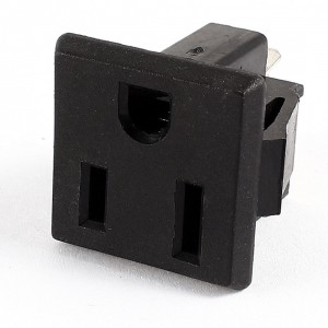 AC 125V 15A Power US 3 Pin Female Panel Mount Socket Adapter