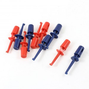 Red Blue Plastic Electrical Testing Lead Wire Hook Clip Connector 5 Pairs