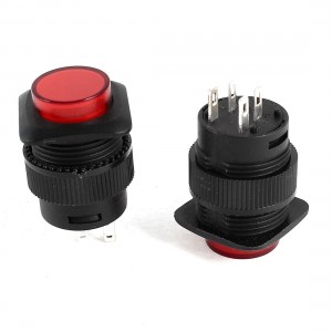 2 Pcs DC 5V SPST 4 Pin Terminals Latching Red Indicator Lamp Push Button Switch