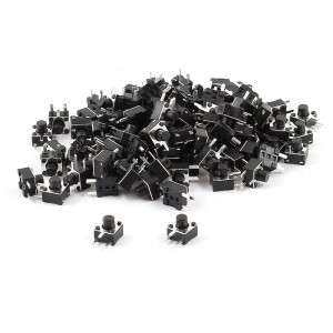 100 Pcs PCB Mounted Momentary 3-pin Tact Pushbutton Switch 4.5mmx4.5mmx4.8mm
