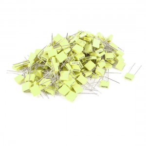 150 Pieces 100V 1NF Metal Radial Lead Box Type Film Correction Capacitors Yellow