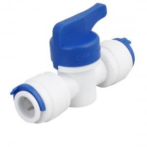 White Blue Plastic 2 Ways 90 Degree Rotary Lever Ball Valve