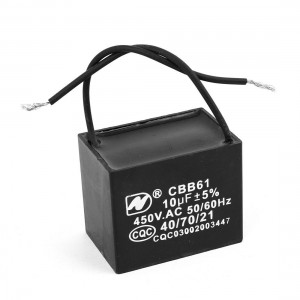 CBB61 AC 450V 10uF Polypropylene Film Motor Run Capacitor w Cable