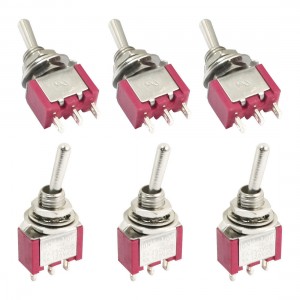 NO NC SPDT ON-ON 2 Position Locking Electric Toggle Switch AC 120V 5A Red 6pcs