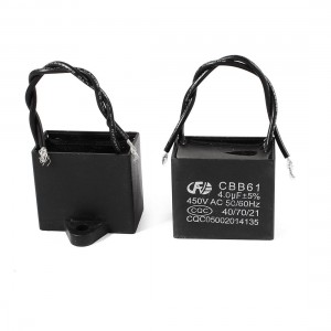 2Pcs CBB61 4uF AC 450V 2-Wire Polypropylene Film Motor Running Capacitor