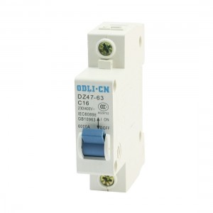 35mm DIN Rail Mounted 1 Pole Miniature Circuit Breaker AC 230/400V 16A