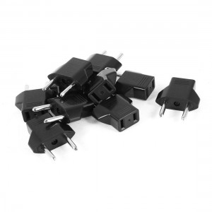 AC 125V/250V 6A EU Plug Male to US Plug Female Socket Power Adapter Black 10 Pcs