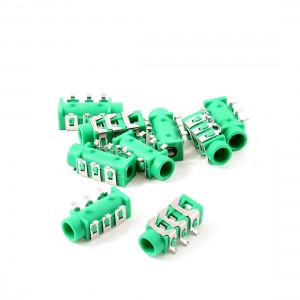 10 Pcs 6 Pins 3.5mm SMD Stereo Headphone Socket PCB Mount Connector Green