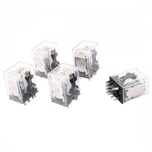 HH54PL AC 110/120V Coil 14 Pins 4PDT Red LED Indicator Light Power Relay 5 Pcs