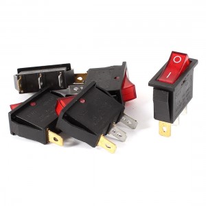 5 Pcs AC 15A/250V 20A/125V 3 Pin SPDT Red LED Indicator Rocker Switch KCD3
