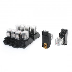 10 Pcs AC 24V Coil Voltage 3PDT 11P 35mm DIN Rail Mounting Power Relay