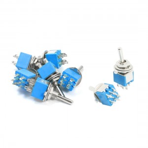 AC 125V 3A ON/ON 2 Positions 6 Pin Latching Power Toggle Switch Blue 8pcs