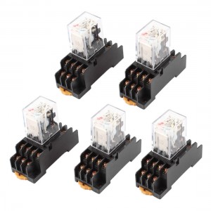 5Pcs AC110/120V Coil 4PDT 14 Pin Red LED Power Relay w Socket