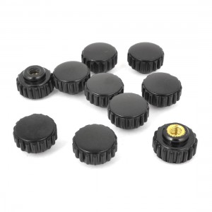 Black 4mm Female Thread 10mm Height Knurled Round Knob 10 Pcs