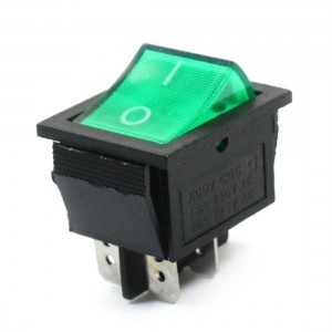 AC 110-220V Lamp Volt Green Button SPDT 2 Position Soldering Boat Rocker Switch