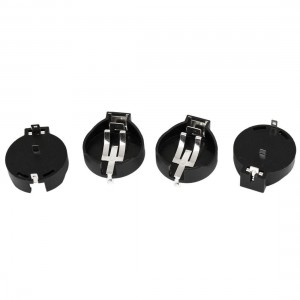 CR2450 SMT Plastic Cell Button Battery Socket Holder Case Black 4PCS