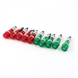 AC DC 24V 2 Pins Terminals Signal Lamps Red Green Indicator Lights 10 Pcs