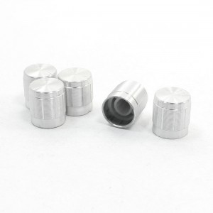 5 x Volume Control Rotary Knobs Silver Tone for 6mm Dia Shaft Potentiometer