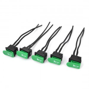Car Horn DC 12V Green Cap SPST Momentary Wired Push Button Switch 5 Pcs