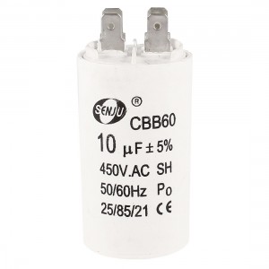 Washing Machine 4 Pin 10uF AC 450V CBB60 Motor Running Capacitor White