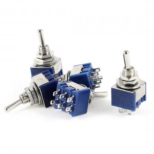 5 Pcs AC 6A 125V DPDT 2 Position ON/ON Latching Toggle Switchs