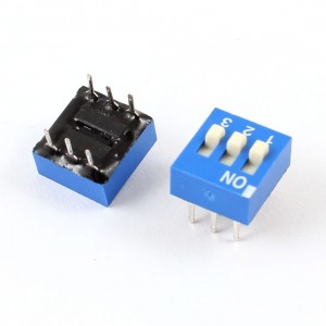 Slide Type Dual Row 6pin Terminals 3 Positions DIP Switch Blue 2 Pcs