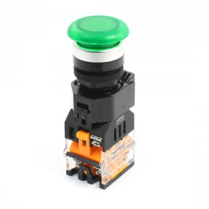 1NO 1NC Momentary Mushroom Head Green Light Push Button Switch 660V 10A