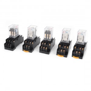 AC 110/120V Coil 3PDT 3NO 3NC 11 Pin Red LED Power Relay 5 Pcs w Socket