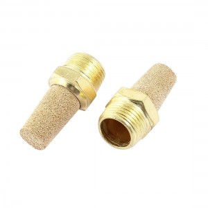 2 Pcs Brass 3/8PT Male Thread Noise Reducing Pneumatic Muffler Silencer Filter