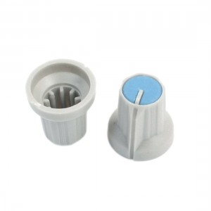 2Pcs Plastic 6mm Knurled Shaft Blue Top Radio Potentiometer Volume Knob Cap