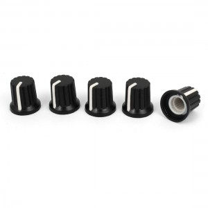 5Pcs 6mm Knurled Shaft White Top Stereo Radio Potentiometer Volume Knob Cap