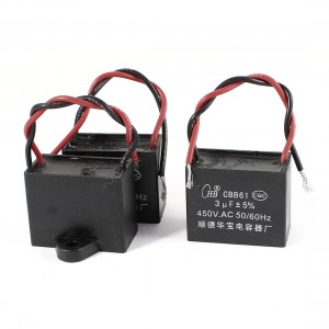 3pcs CBB61 3uF Rectangle Non Polar AC Motor Running Capacitor 450V