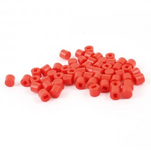 55 Pcs Round Micro Tactile Pushbutton Caps Keycaps Covers Protector Red