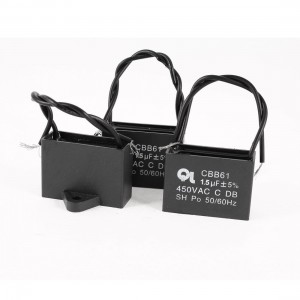 AC 450V 1.5uF 5% 2-Wire Metalized Polypropylene Film Motor Capacitor Black 3 Pcs