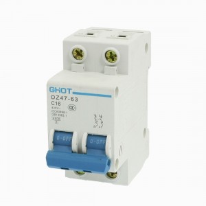 AC 400V 16A 2P Miniature Circuit Breaker 4500A Breaking Capacity