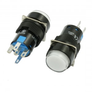 2 Pcs DC 24V White Lamp Round Cap 1NO 1NC Momentary Push Button Switch