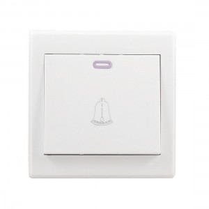 10A/250V White Square Shaped Door Bell Switch Wall Plate