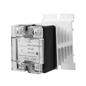 DC 3-32V to AC 24-480V 60A Single Phase SSR Solid State Relay w Heat Sink