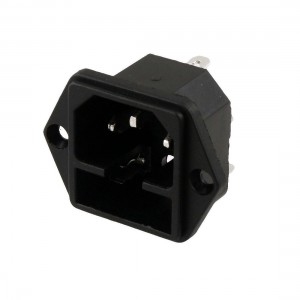 Black 3 Pins IEC 320 C14 Inlet Male Power Plug Socket AC 250V 10A