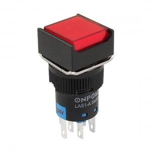 DC 24V Red Light Panel Mounting Self-locking Contact Push Button Swtich