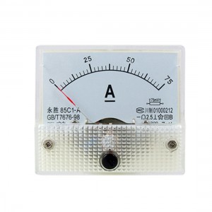 85C1 DC 0-75A Rectangle Analog Panel Ammeter Gauge